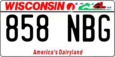 WI license plate 858NBG