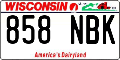 WI license plate 858NBK