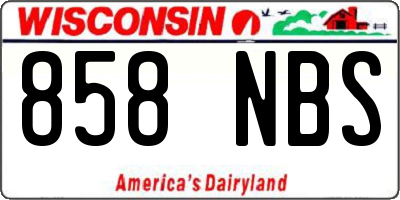 WI license plate 858NBS