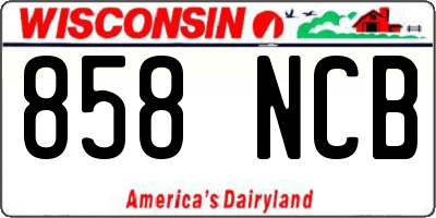 WI license plate 858NCB