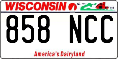 WI license plate 858NCC