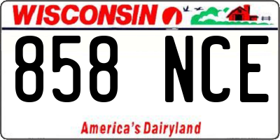 WI license plate 858NCE