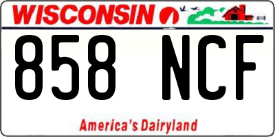WI license plate 858NCF