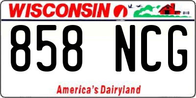 WI license plate 858NCG
