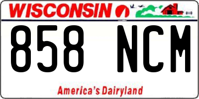 WI license plate 858NCM