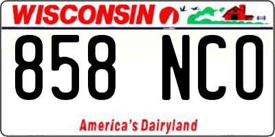 WI license plate 858NCO