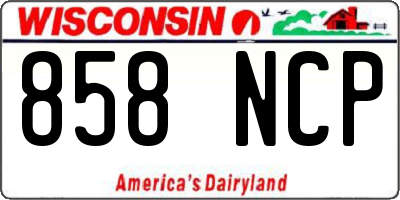 WI license plate 858NCP