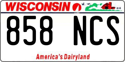 WI license plate 858NCS