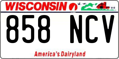 WI license plate 858NCV