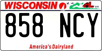 WI license plate 858NCY