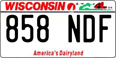WI license plate 858NDF