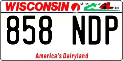 WI license plate 858NDP