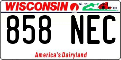 WI license plate 858NEC