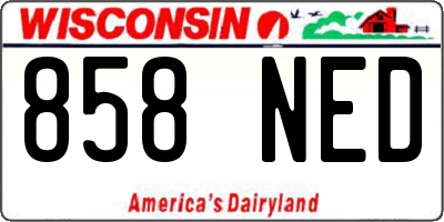 WI license plate 858NED