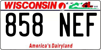WI license plate 858NEF