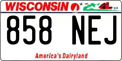 WI license plate 858NEJ