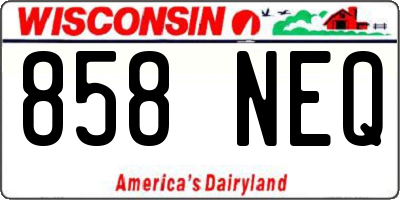 WI license plate 858NEQ