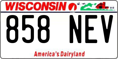 WI license plate 858NEV