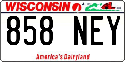 WI license plate 858NEY