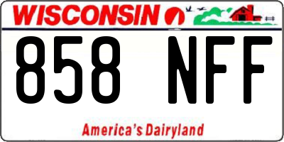 WI license plate 858NFF