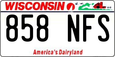 WI license plate 858NFS