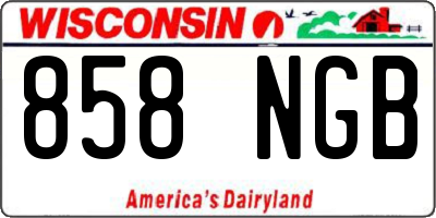 WI license plate 858NGB