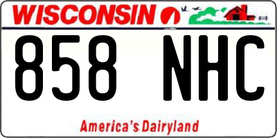 WI license plate 858NHC