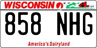 WI license plate 858NHG