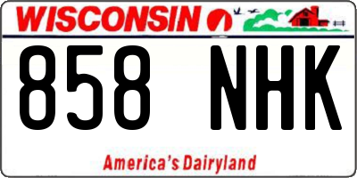 WI license plate 858NHK