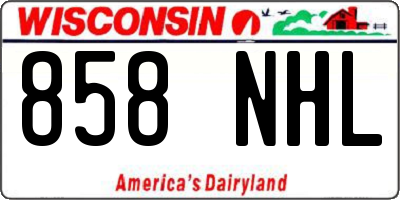 WI license plate 858NHL