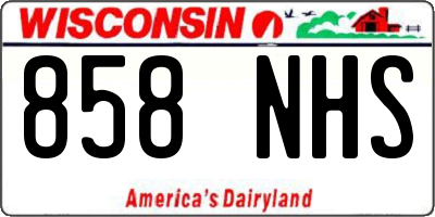 WI license plate 858NHS