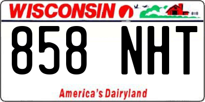 WI license plate 858NHT
