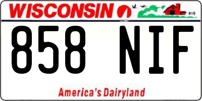 WI license plate 858NIF