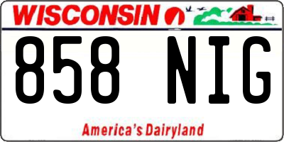 WI license plate 858NIG