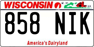 WI license plate 858NIK