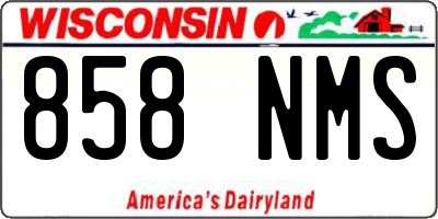 WI license plate 858NMS