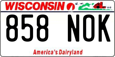 WI license plate 858NOK