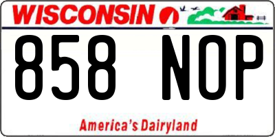 WI license plate 858NOP