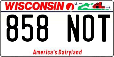 WI license plate 858NOT