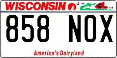 WI license plate 858NOX