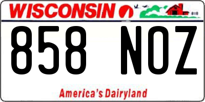 WI license plate 858NOZ