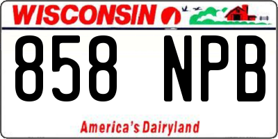 WI license plate 858NPB