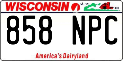 WI license plate 858NPC