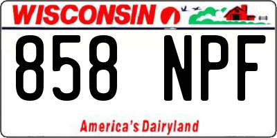 WI license plate 858NPF