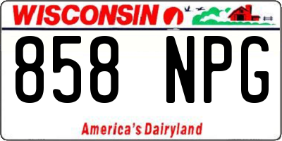 WI license plate 858NPG