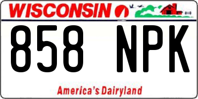 WI license plate 858NPK