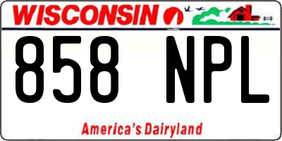 WI license plate 858NPL