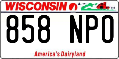 WI license plate 858NPO
