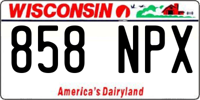 WI license plate 858NPX