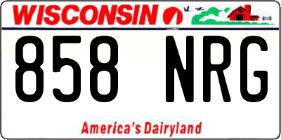 WI license plate 858NRG